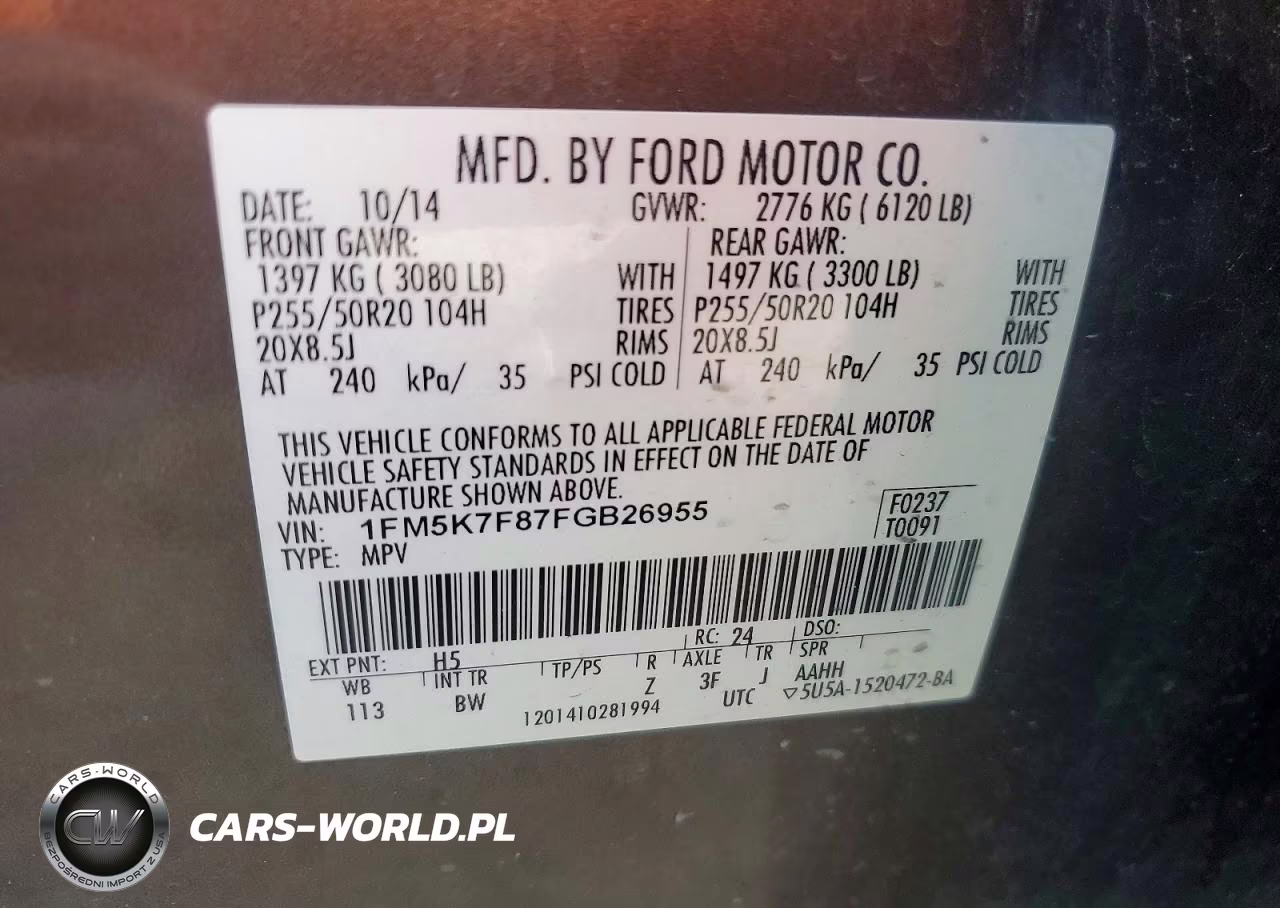 2015 Ford Explorer Limited VIN:1FM5K7F87FGB26955 - 14