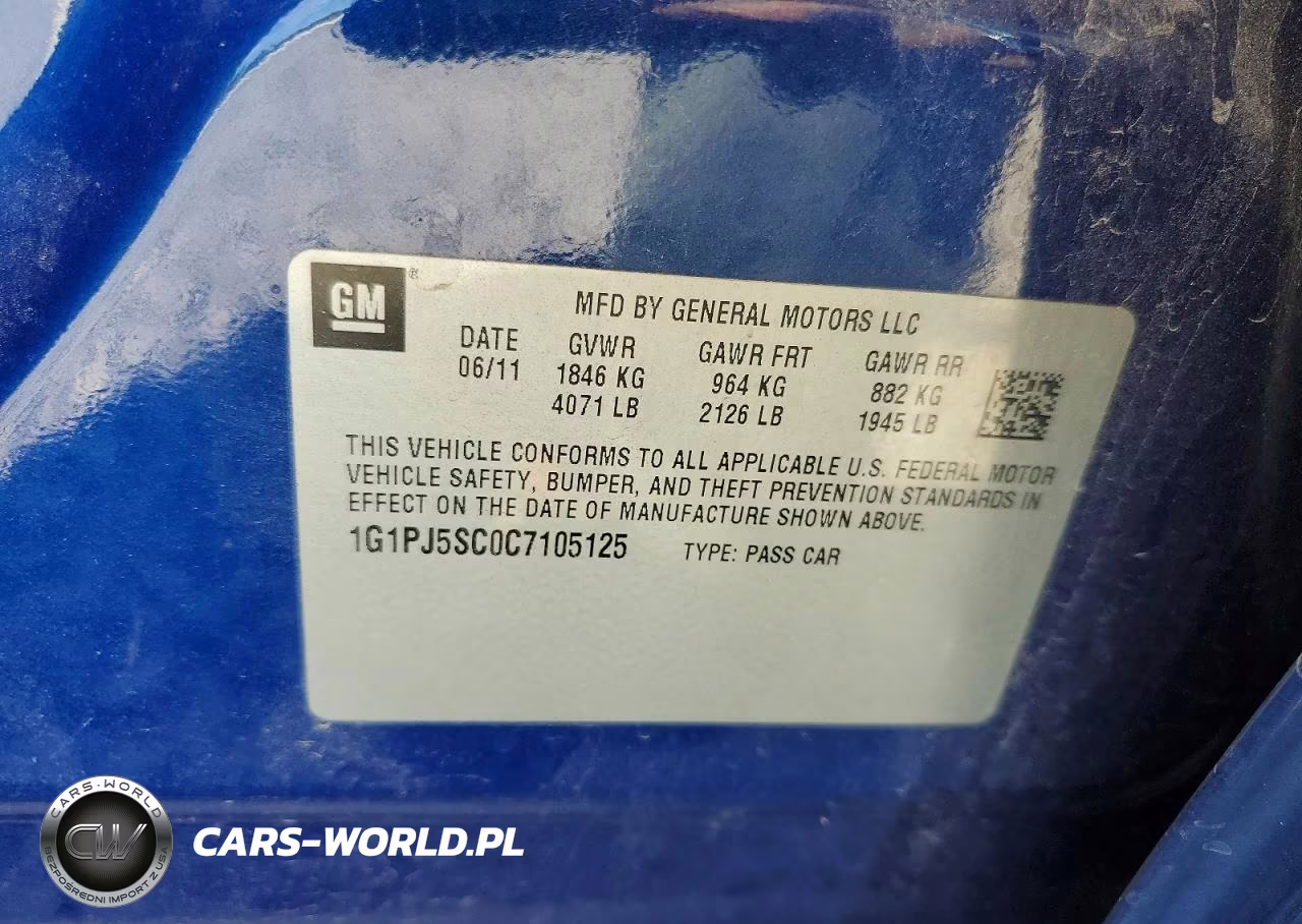2012 Chevrolet Cruze Eco VIN:1G1PJ5SC0C7105125 - 12