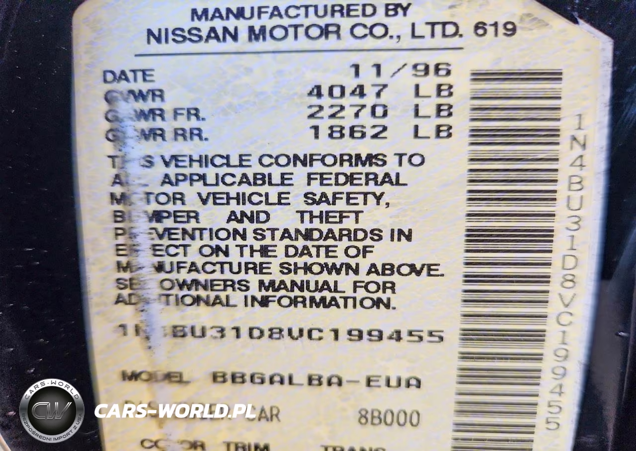 1997 Nissan Altima Xe VIN:1N4BU31D8VC199455 - 13