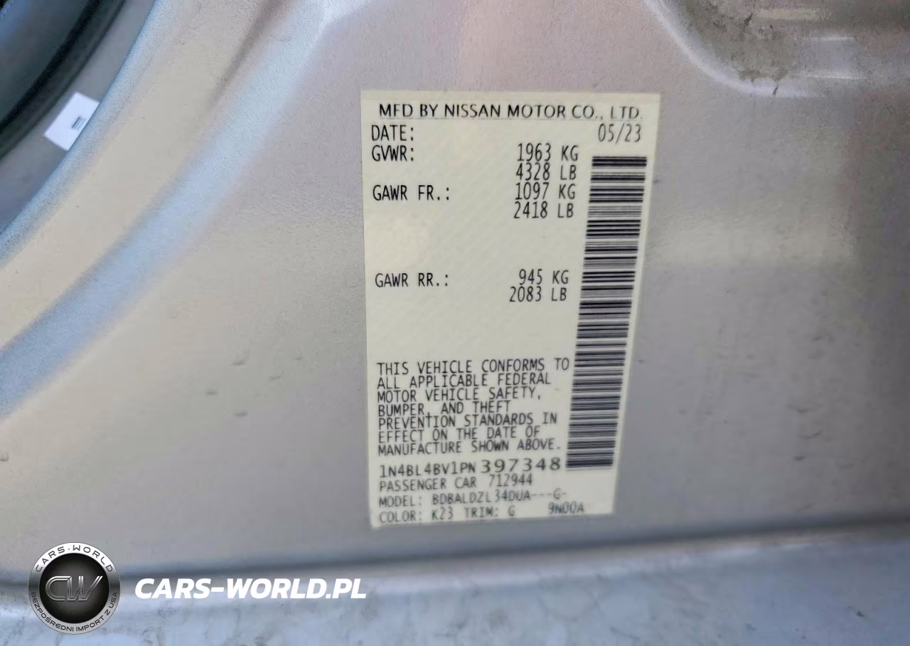 2023 Nissan Altima S VIN:1N4BL4BV1PN397348 - 12
