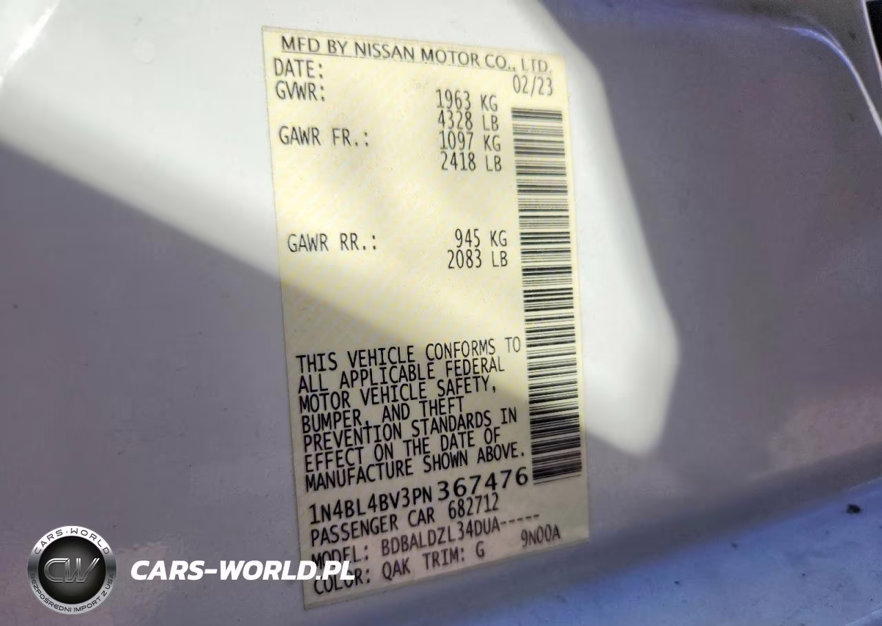 2023 Nissan Altima S VIN:1N4BL4BV3PN367476 - 12