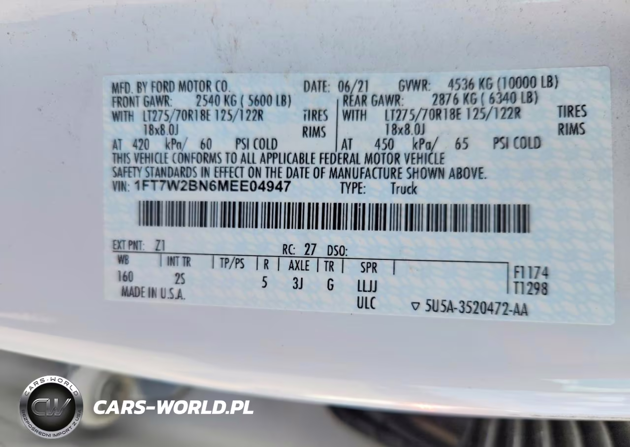 2021 Ford F250 Super Duty VIN:1FT7W2BN6MEE04947 - 12