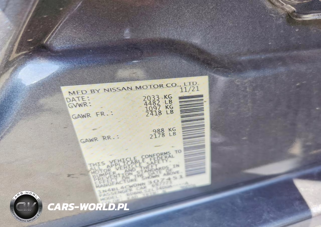 2022 Nissan Altima Sr VIN:1N4BL4CW0NN307451 - 13
