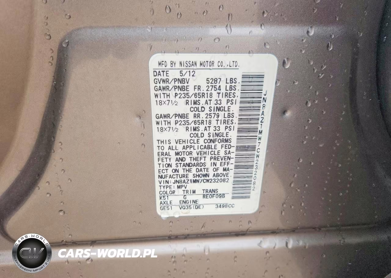 2012 Nissan Murano S VIN:JN8AZ1MW7CW232082 - 12