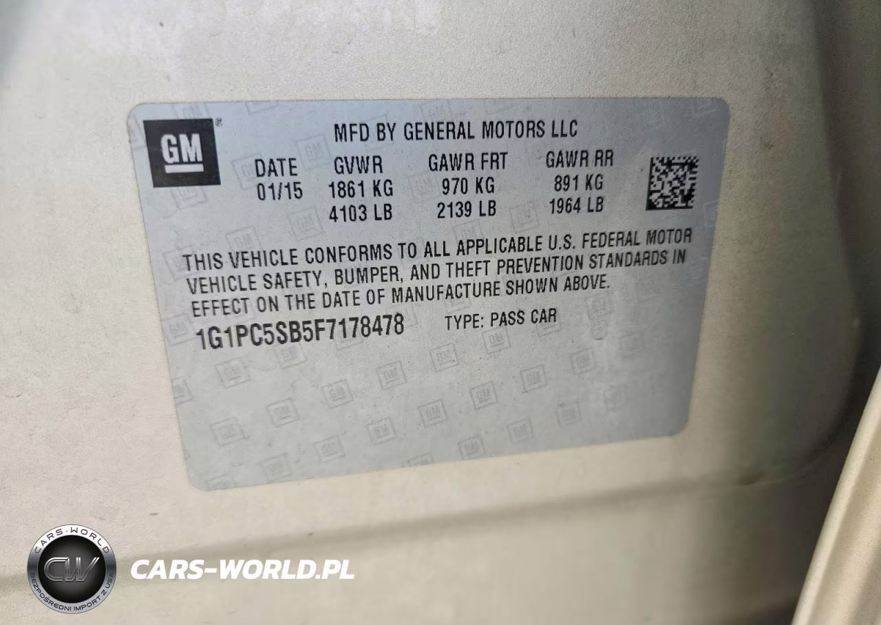 2015 Chevrolet Cruze Lt VIN:1G1PC5SB5F7178478 - 12