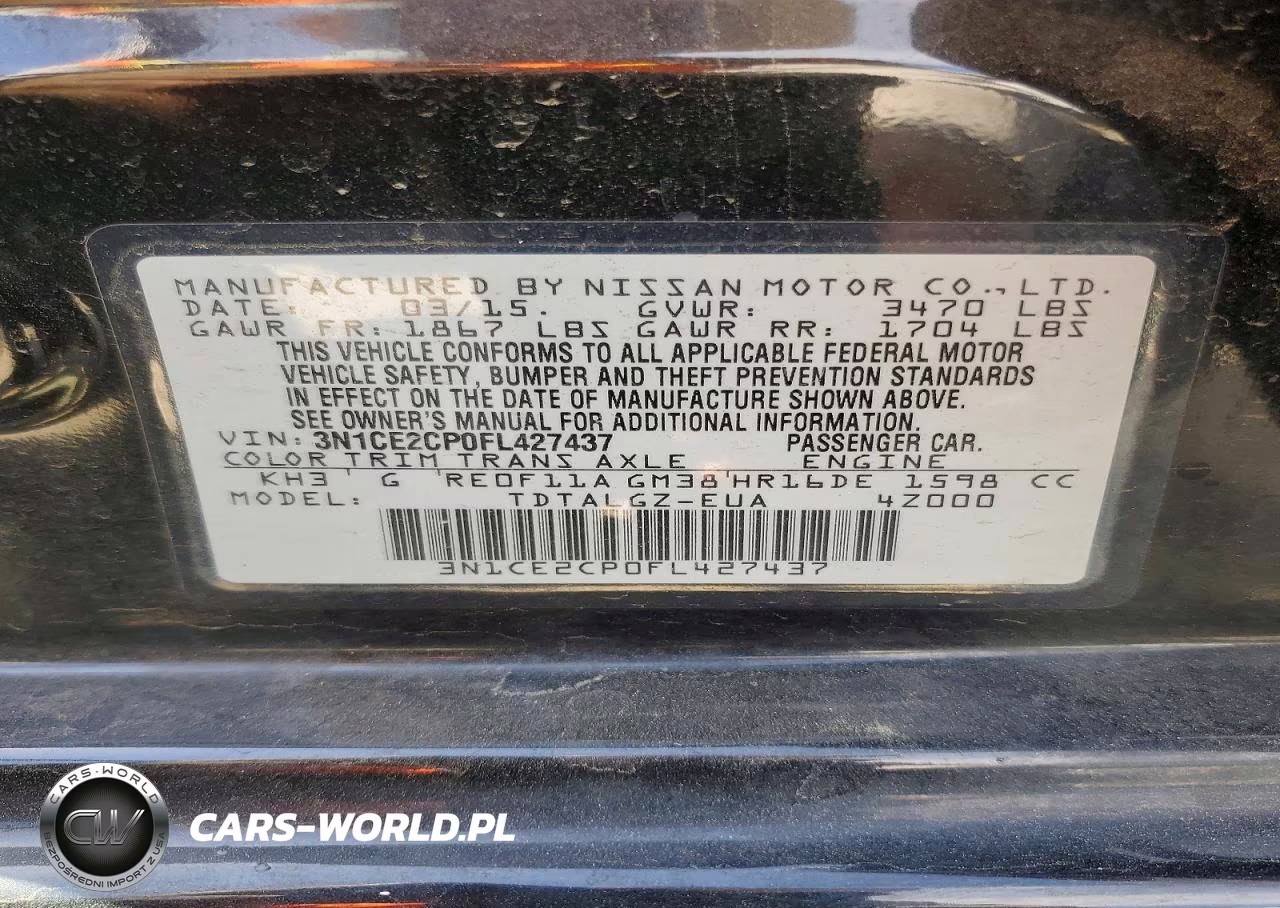 2015 Nissan Versa Note Sr VIN:3N1CE2CP0FL427437 - 12
