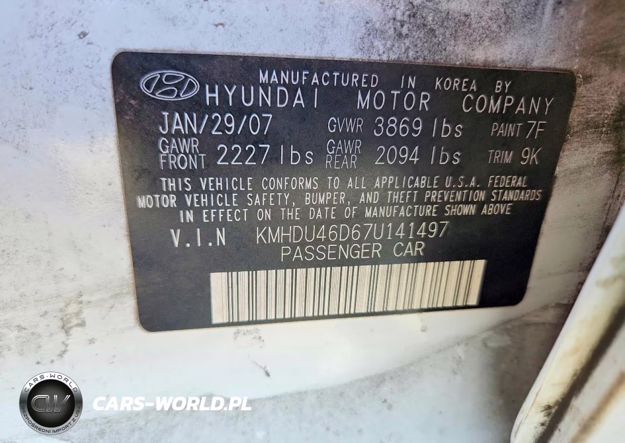 2007 Hyundai Elantra Gls VIN:KMHDU46D67U141497 - 12