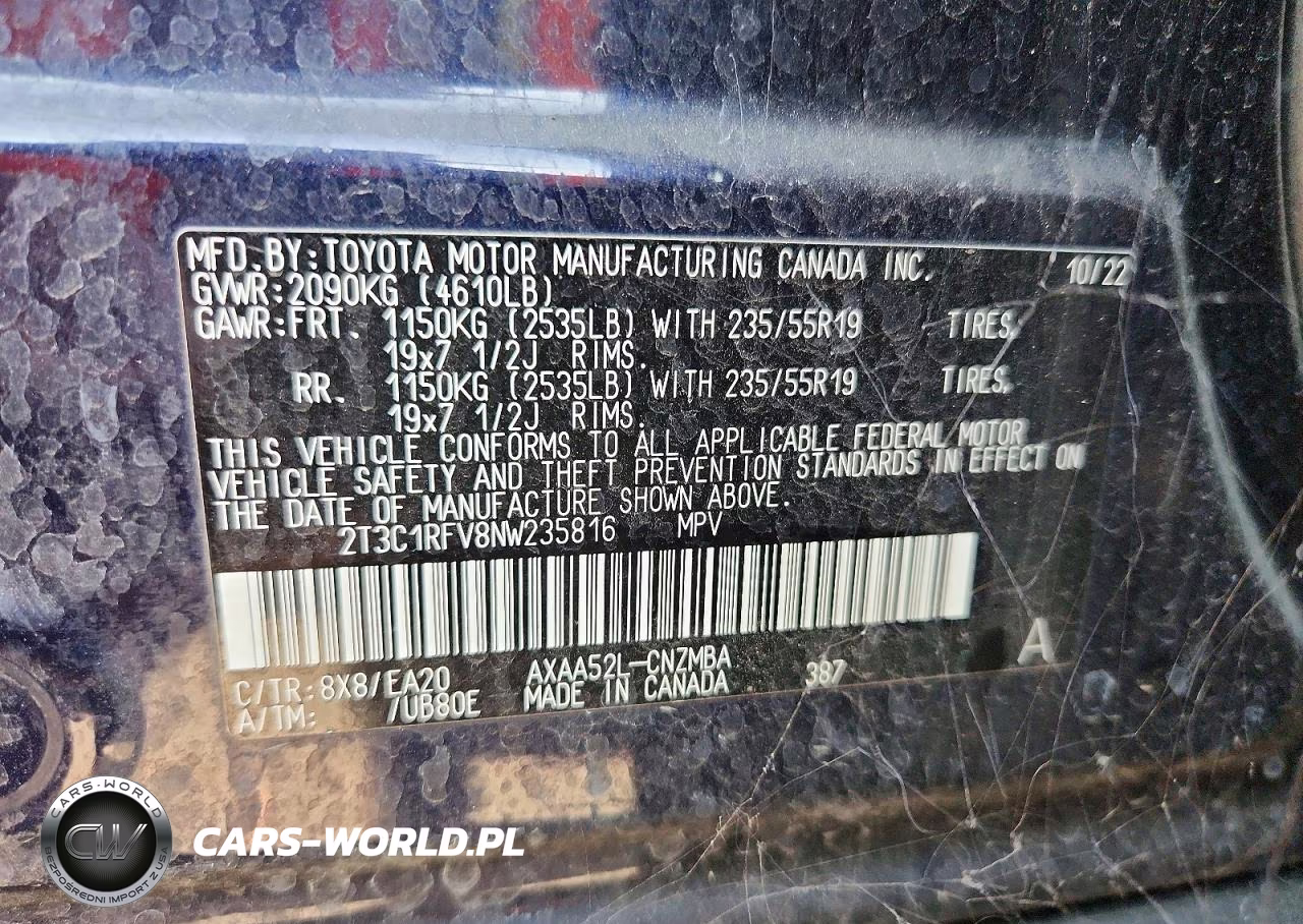 2022 Toyota Rav4 Xle Premium VIN:2T3C1RFV8NW235816 - 13