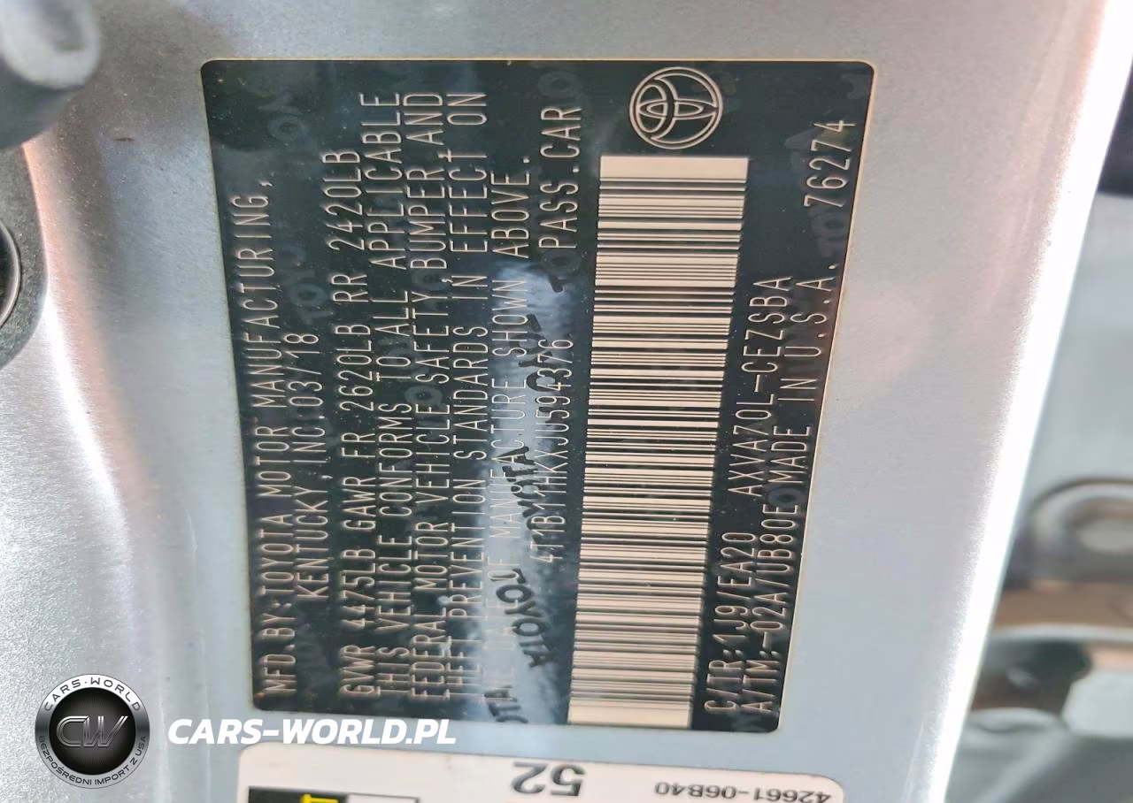 2018 Toyota Camry Se VIN:4T1B11HKXJU594376 - 13