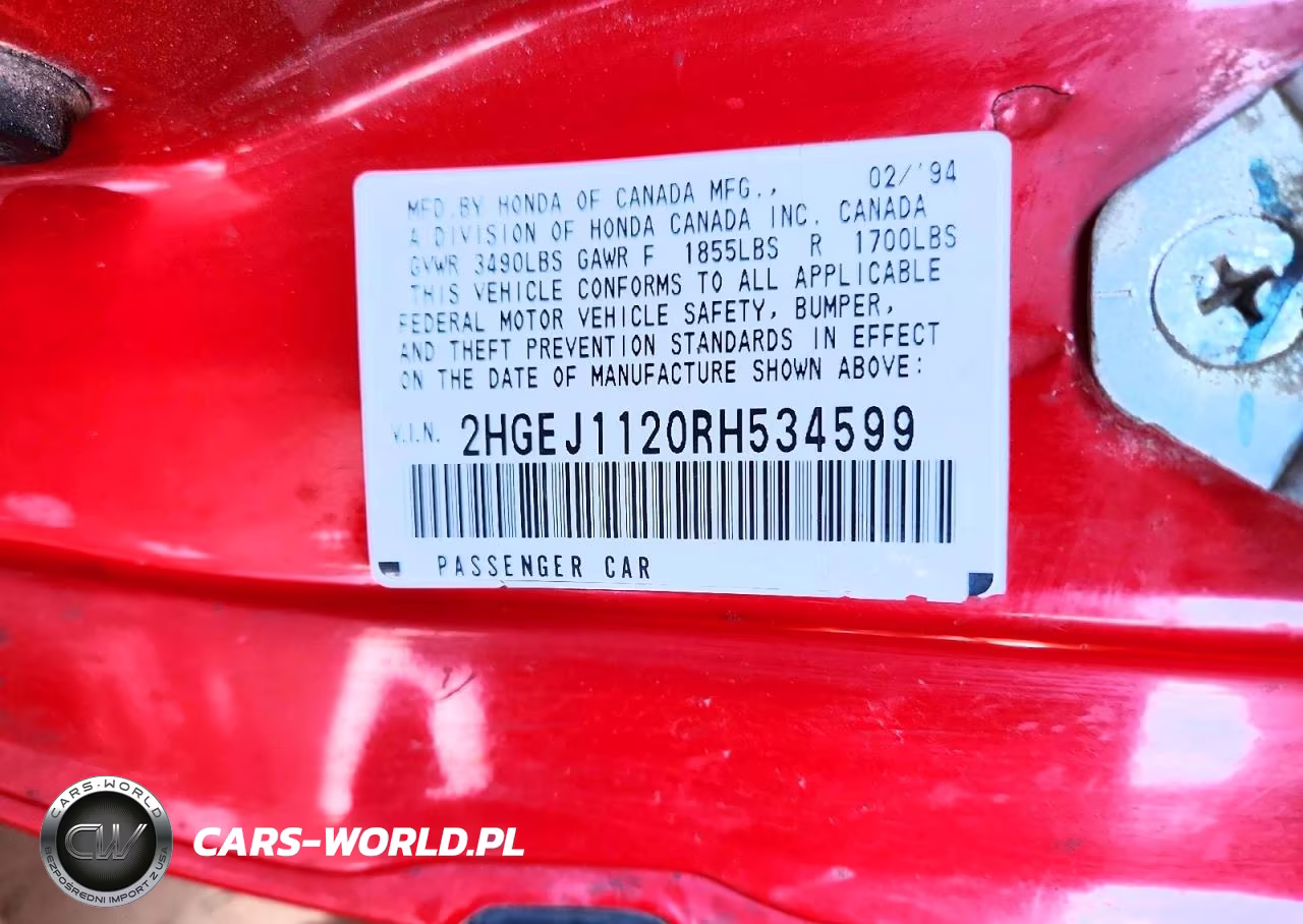 1994 Honda Civic Ex VIN:2HGEJ1120RH534599 - 12