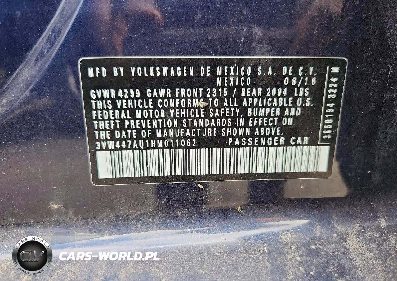 2017 Volkswagen Gti S-Se VIN:3VW447AU1HM011062 - 12