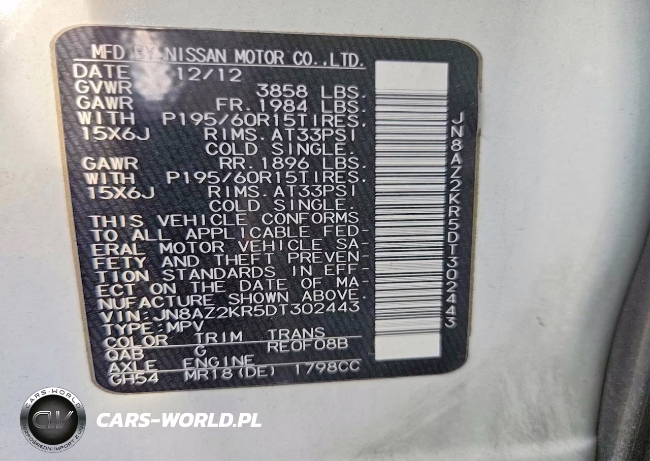 2013 Nissan Cube VIN:JN8AZ2KR5DT302443 - 12