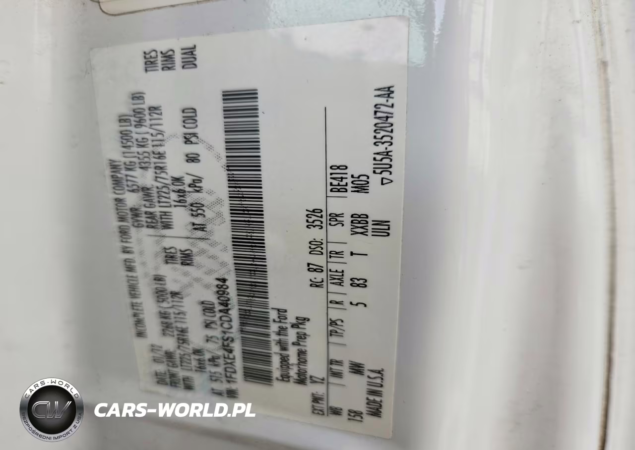 2013 Thor Motor Coach Recreational Vehicle (Rv) VIN:1FDXE4FS1CDA40984 - 10