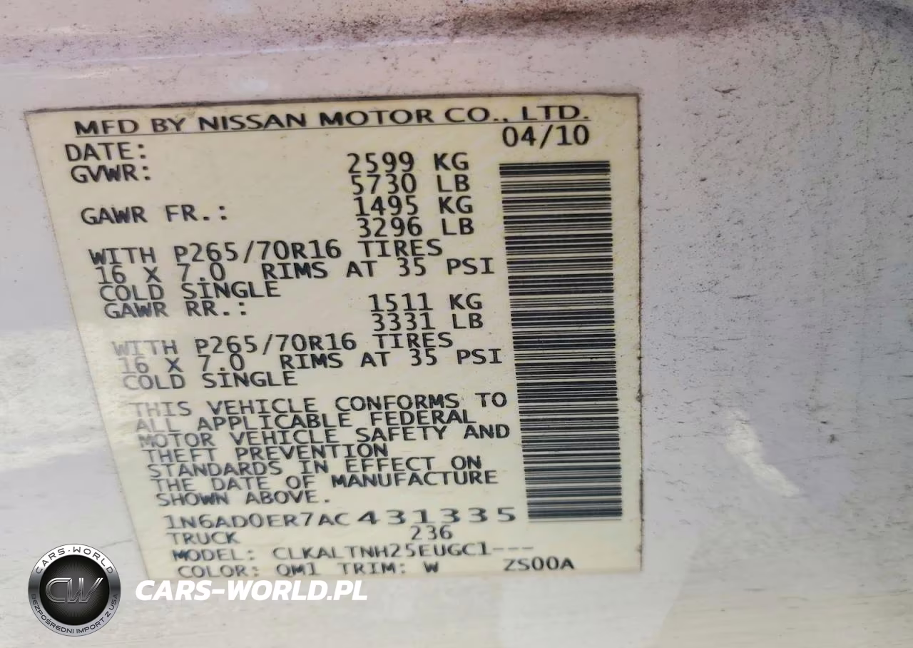 2010 Nissan Frontier Se V6 VIN:1N6AD0ER7AC431335 - 12