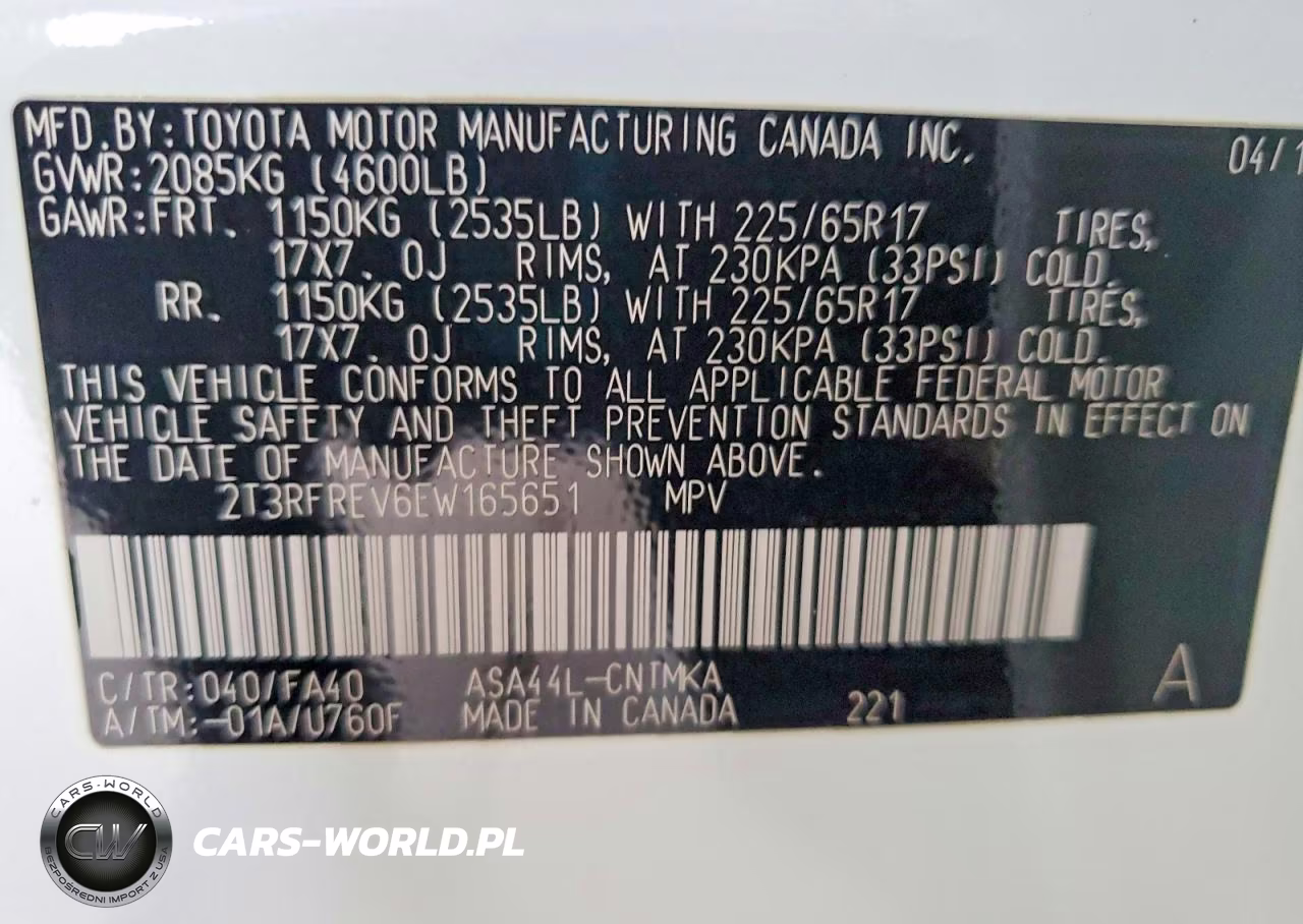 2014 Toyota Rav4 Xle VIN:2T3RFREV6EW165651 - 12