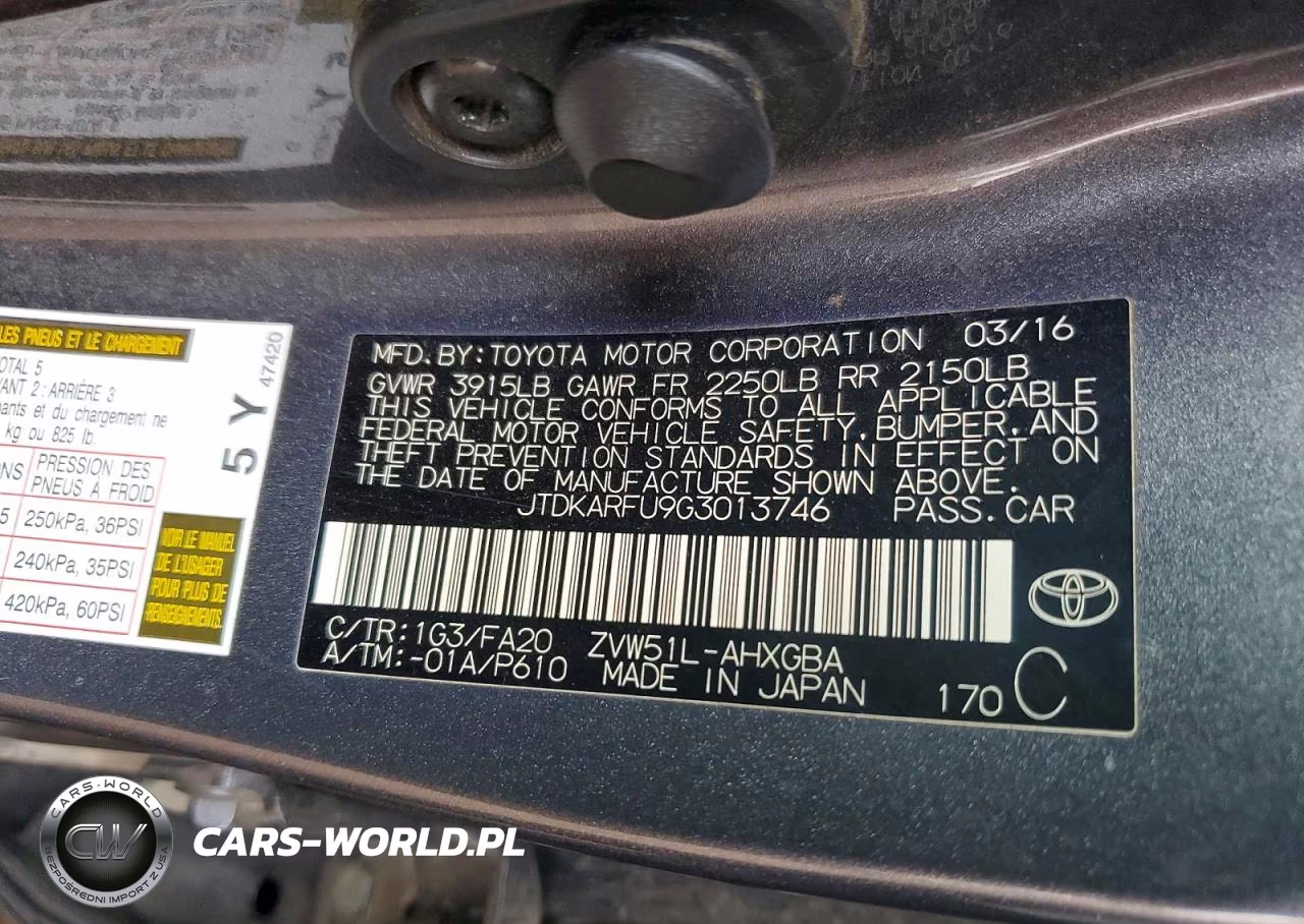 2016 Toyota Prius Three VIN:JTDKARFU9G3013746 - 12