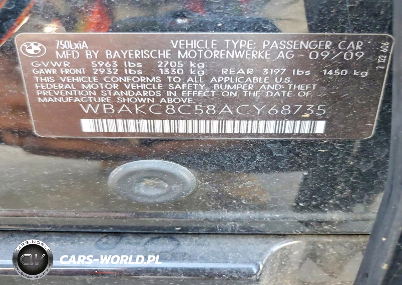 2010 BMW 750 Li xDrive VIN:WBAKC8C58ACY68735 - 12