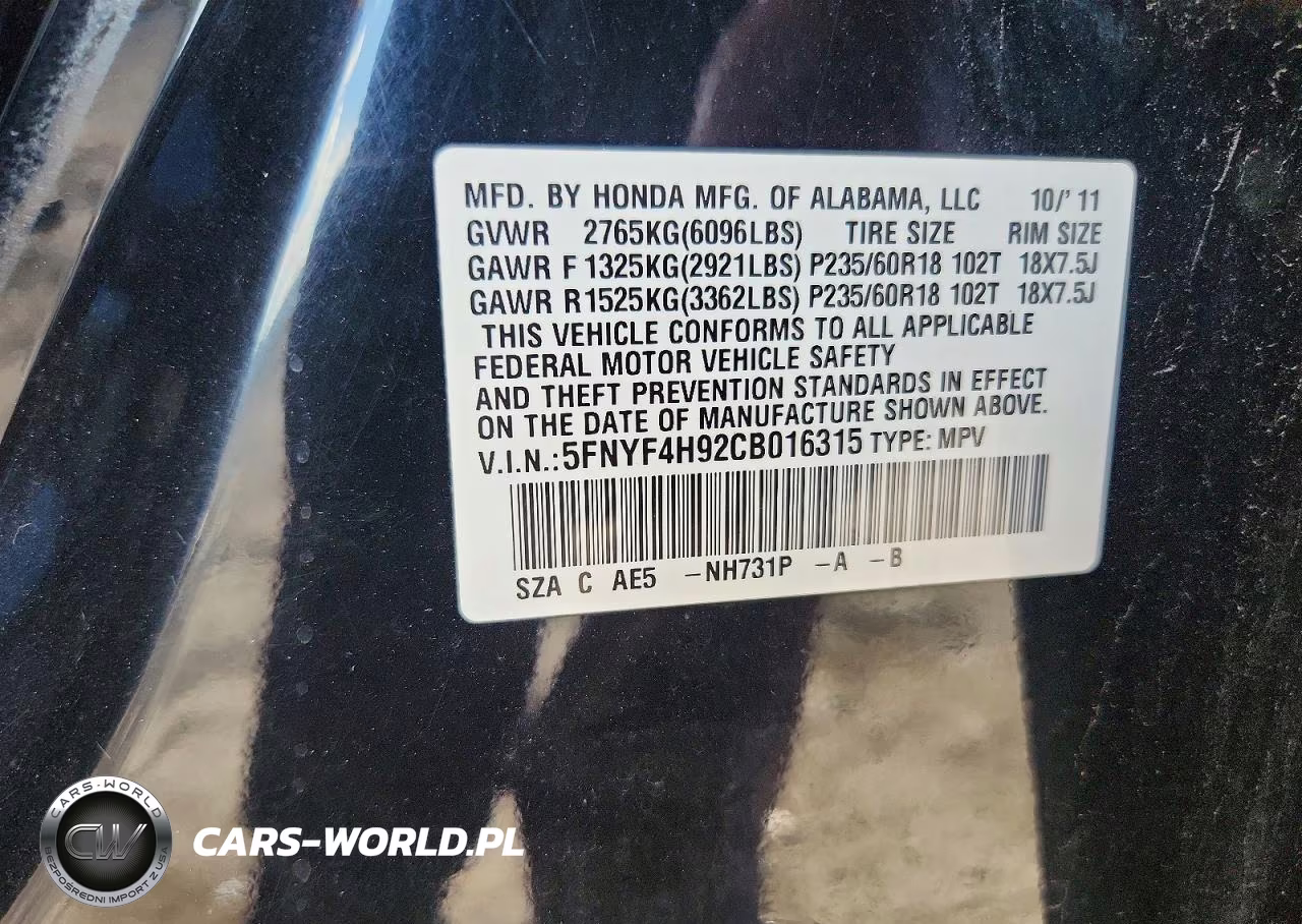2012 Honda Pilot Touring VIN:5FNYF4H92CB016315 - 13