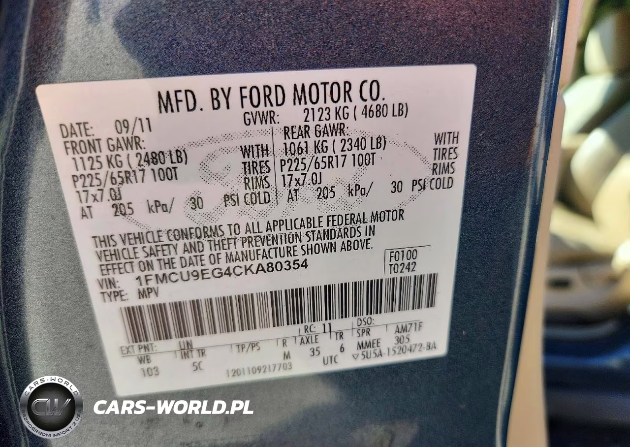 2012 Ford Escape Limited VIN:1FMCU9EG4CKA80354 - 13