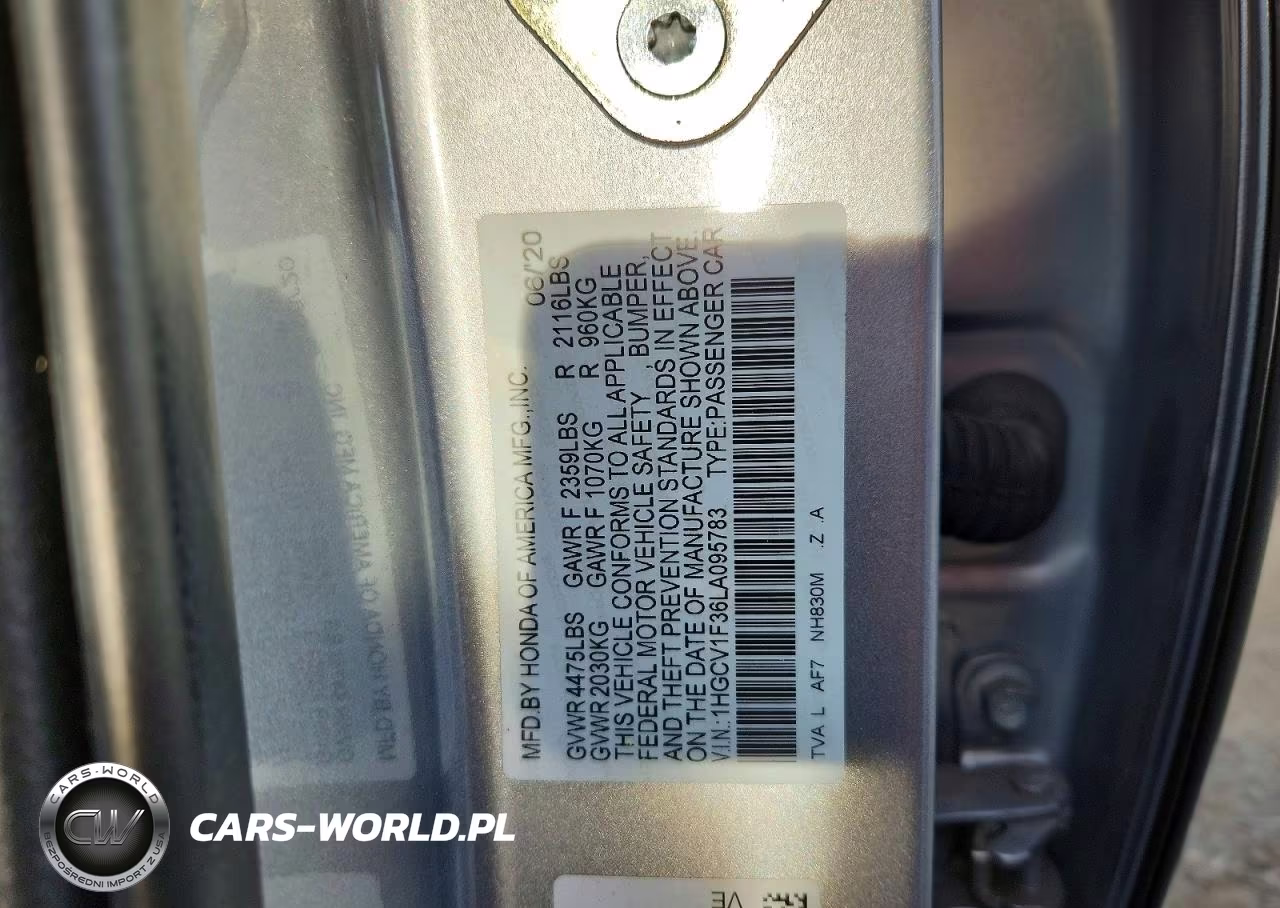 2020 Honda Accord Sport VIN:1HGCV1F36LA095783 - 13
