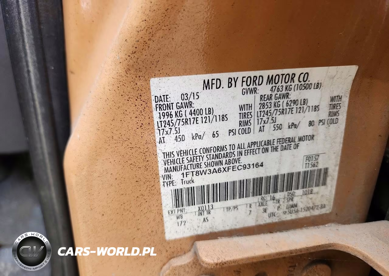 2015 Ford F350 Super Duty VIN:1FT8W3A6XFEC93164 - 12