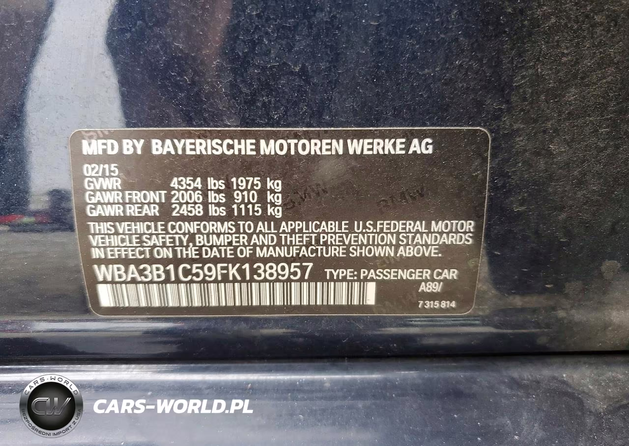 2015 BMW 320 I VIN:WBA3B1C59FK138957 - 13