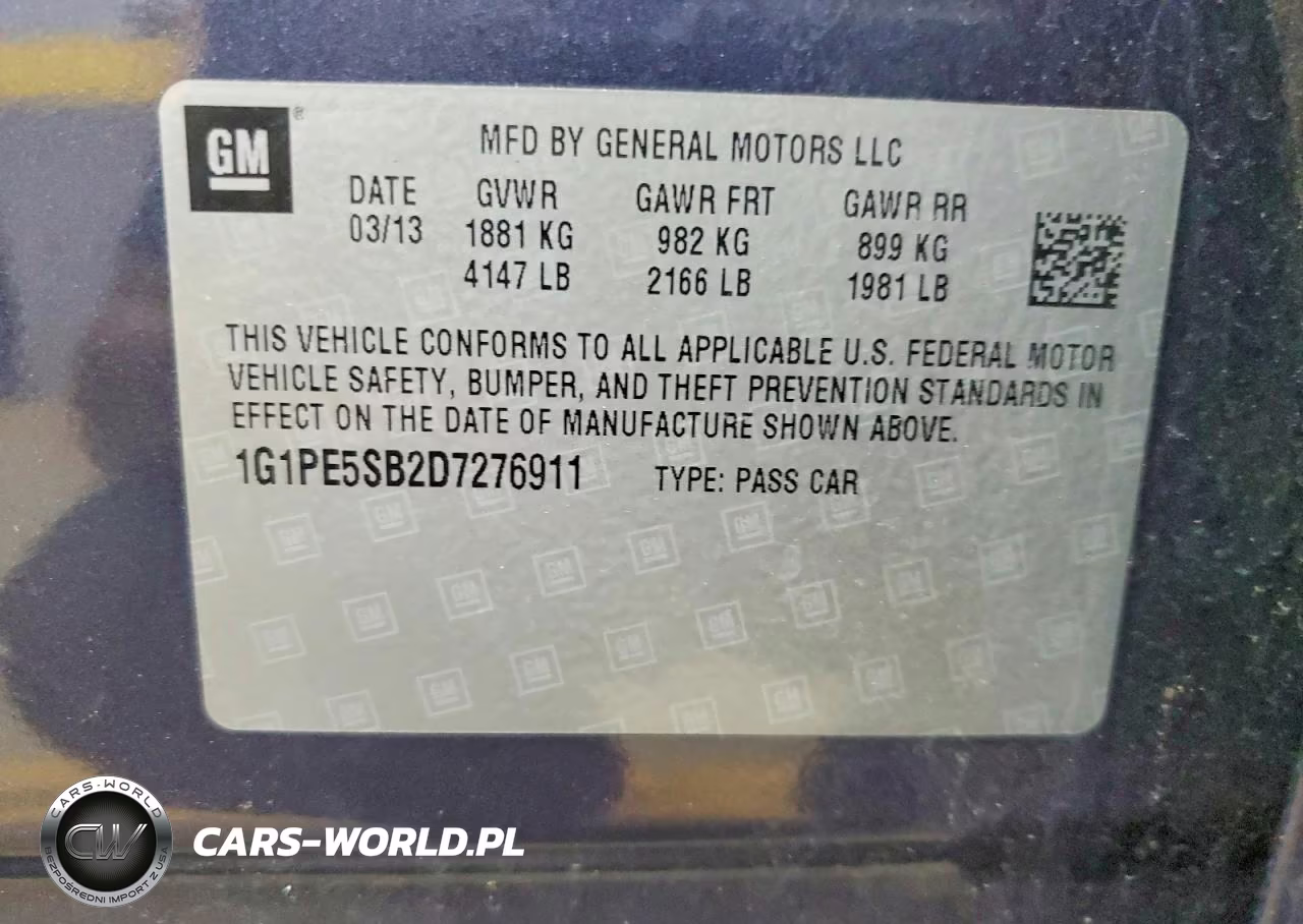 2013 Chevrolet Cruze Lt VIN:1G1PE5SB2D7276911 - 12