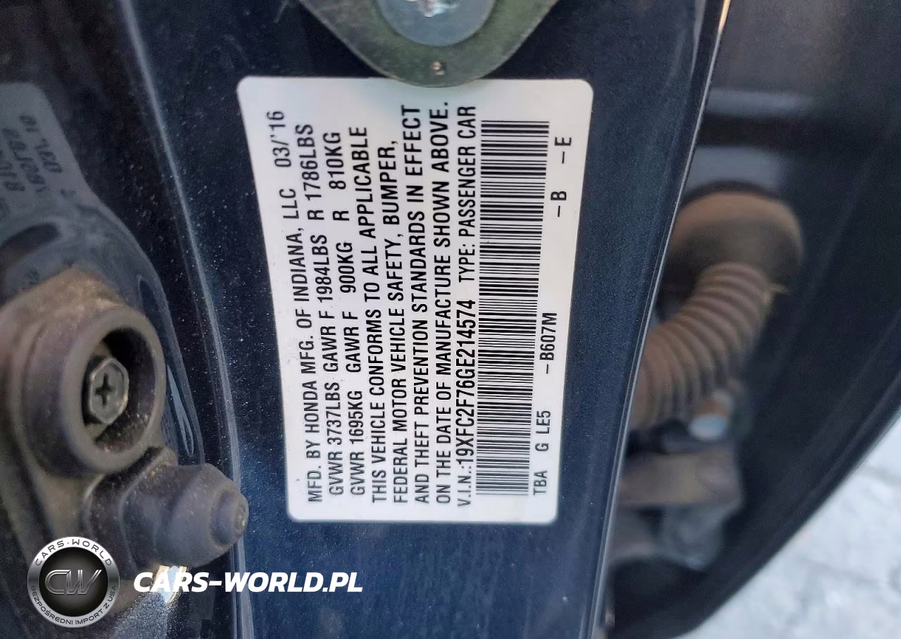2016 Honda Civic Ex VIN:19XFC2F76GE214574 - 12