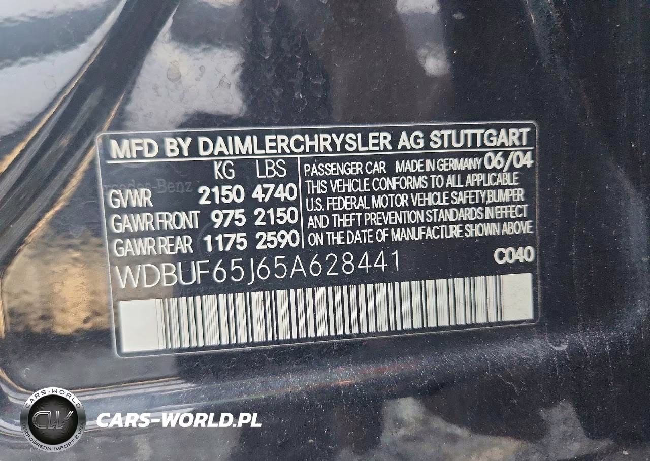 2005 Mercedes-Benz E 320 VIN:WDBUF65J65A628441 - 12