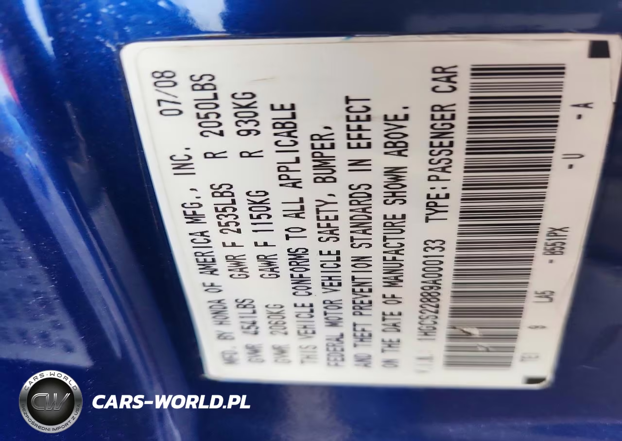 2009 Honda Accord Exl VIN:1HGCS22889A000133 - 12