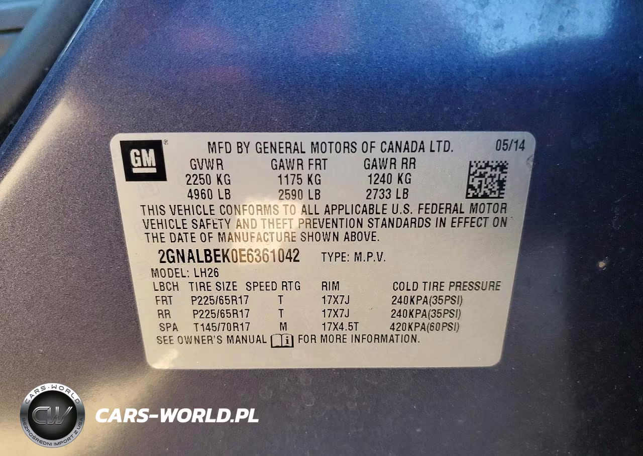 2014 Chevrolet Equinox Lt VIN:2GNALBEK0E6361042 - 14