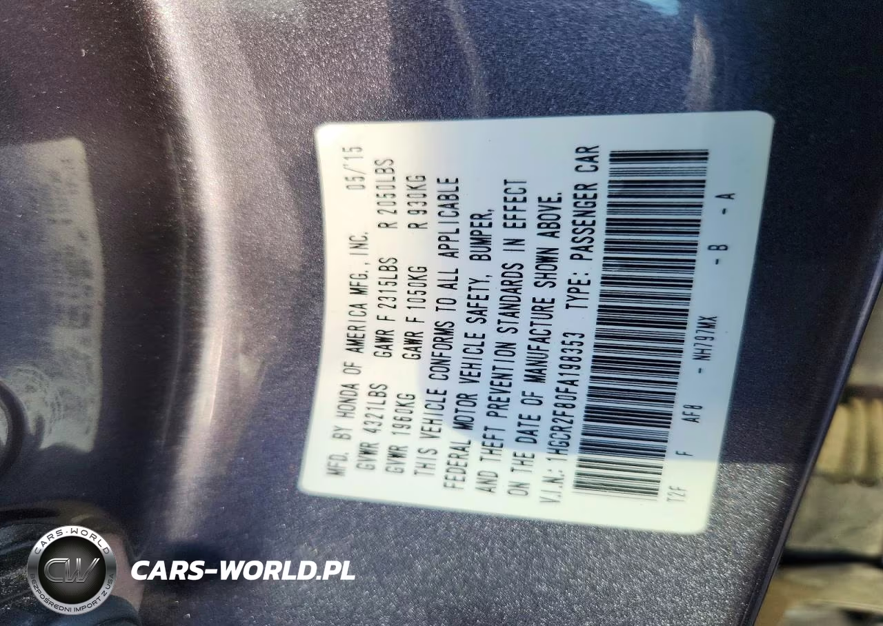 2015 Honda Accord Exl VIN:1HGCR2F80FA198353 - 12