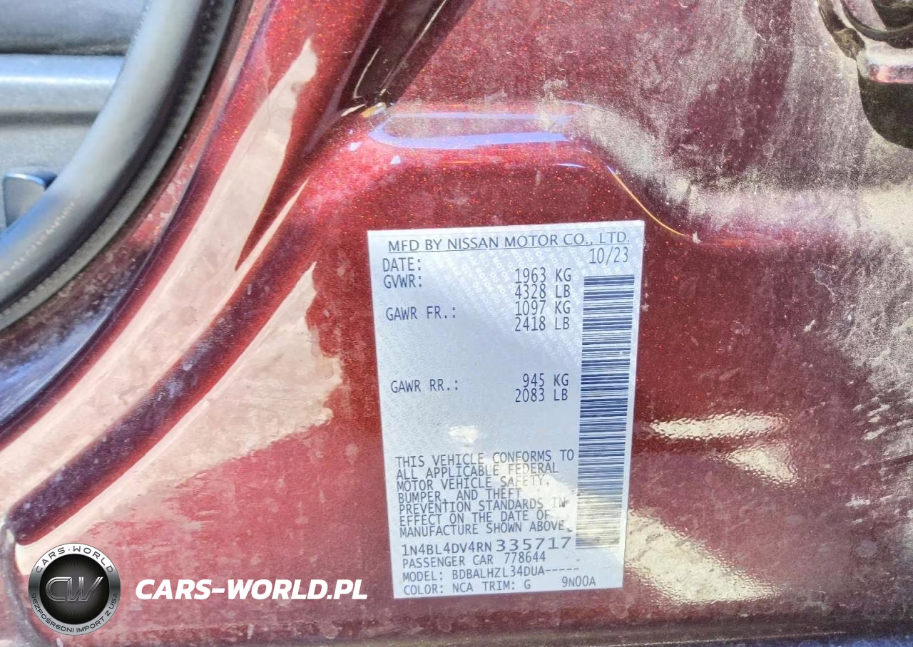 2024 Nissan Altima Sv VIN:1N4BL4DV4RN335717 - 12