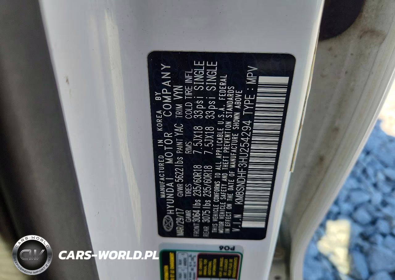 2017 Hyundai Santa Fe Se VIN:KM8SNDHF3HU254294 - 13