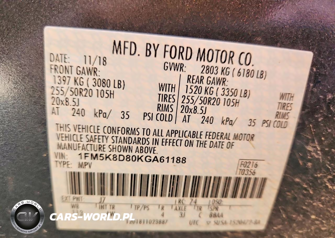 2019 Ford Explorer Xlt VIN:1FM5K8D80KGA61188 - 12