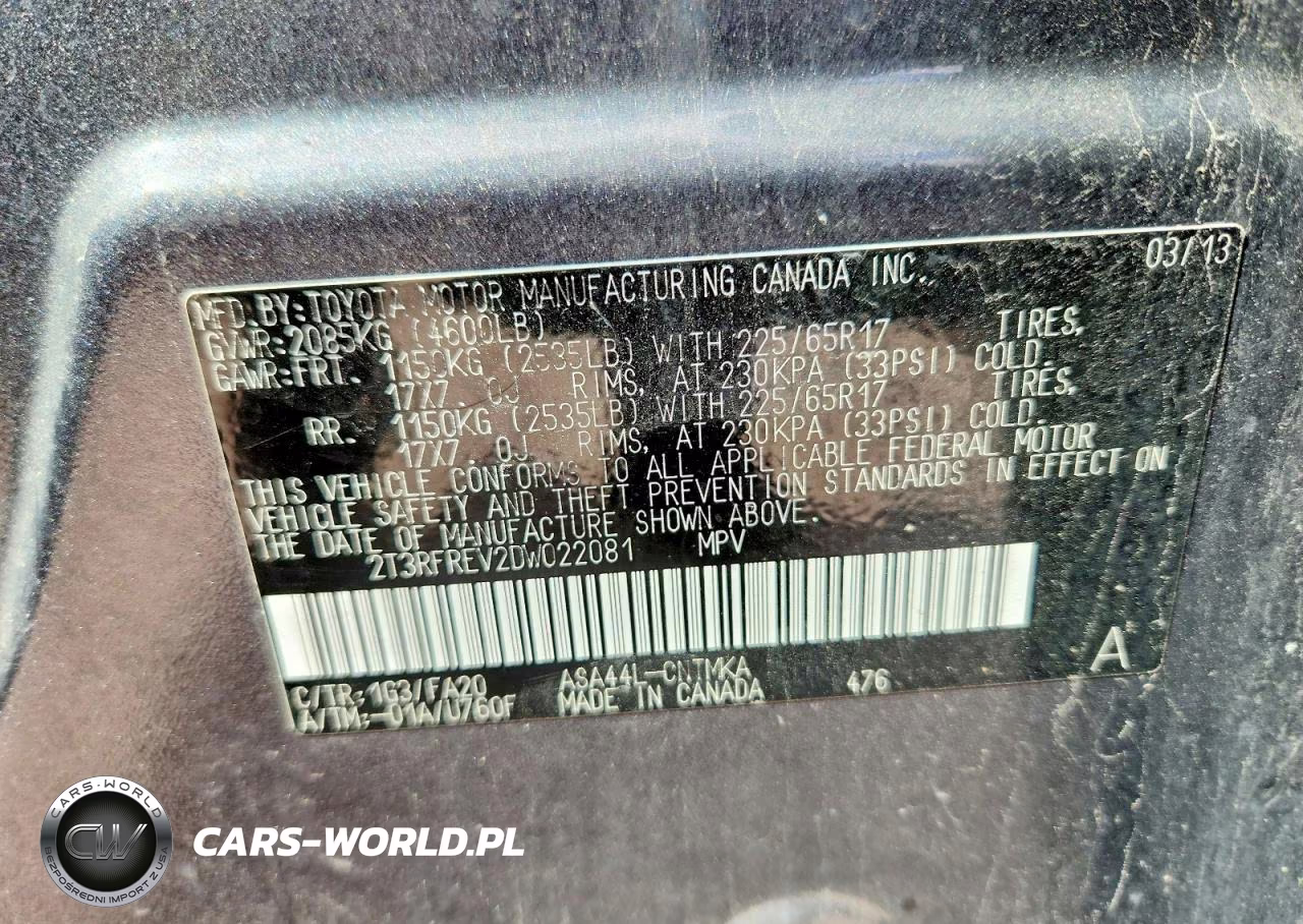 2013 Toyota Rav4 Xle VIN:2T3RFREV2DW022081 - 13