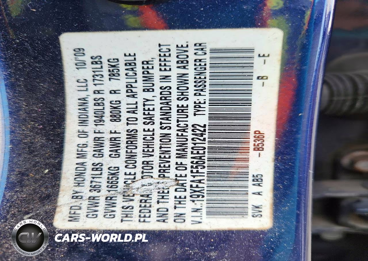 2010 Honda Civic Lx VIN:19XFA1F56AE012422 - 12