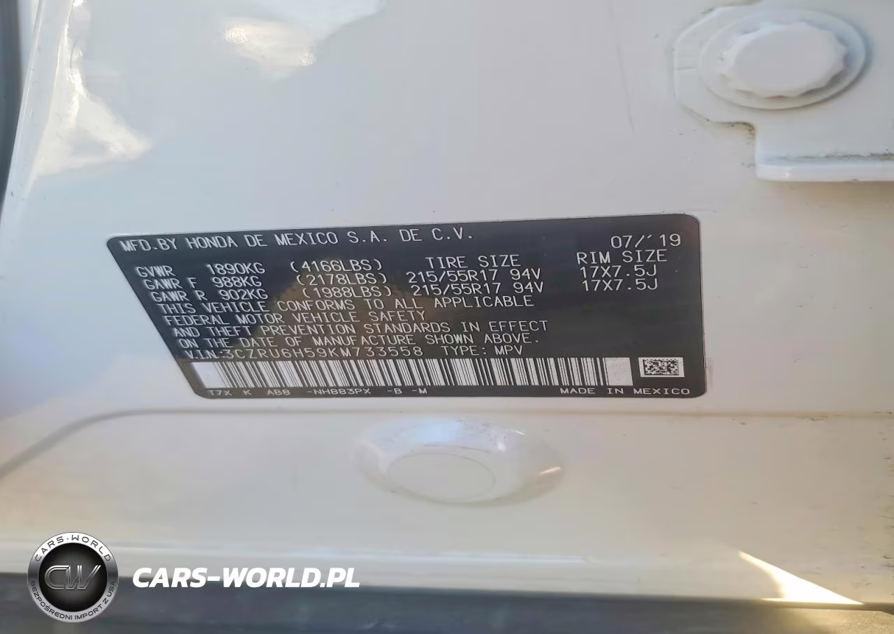 2019 Honda Hr-V Ex VIN:3CZRU6H59KM733558 - 12