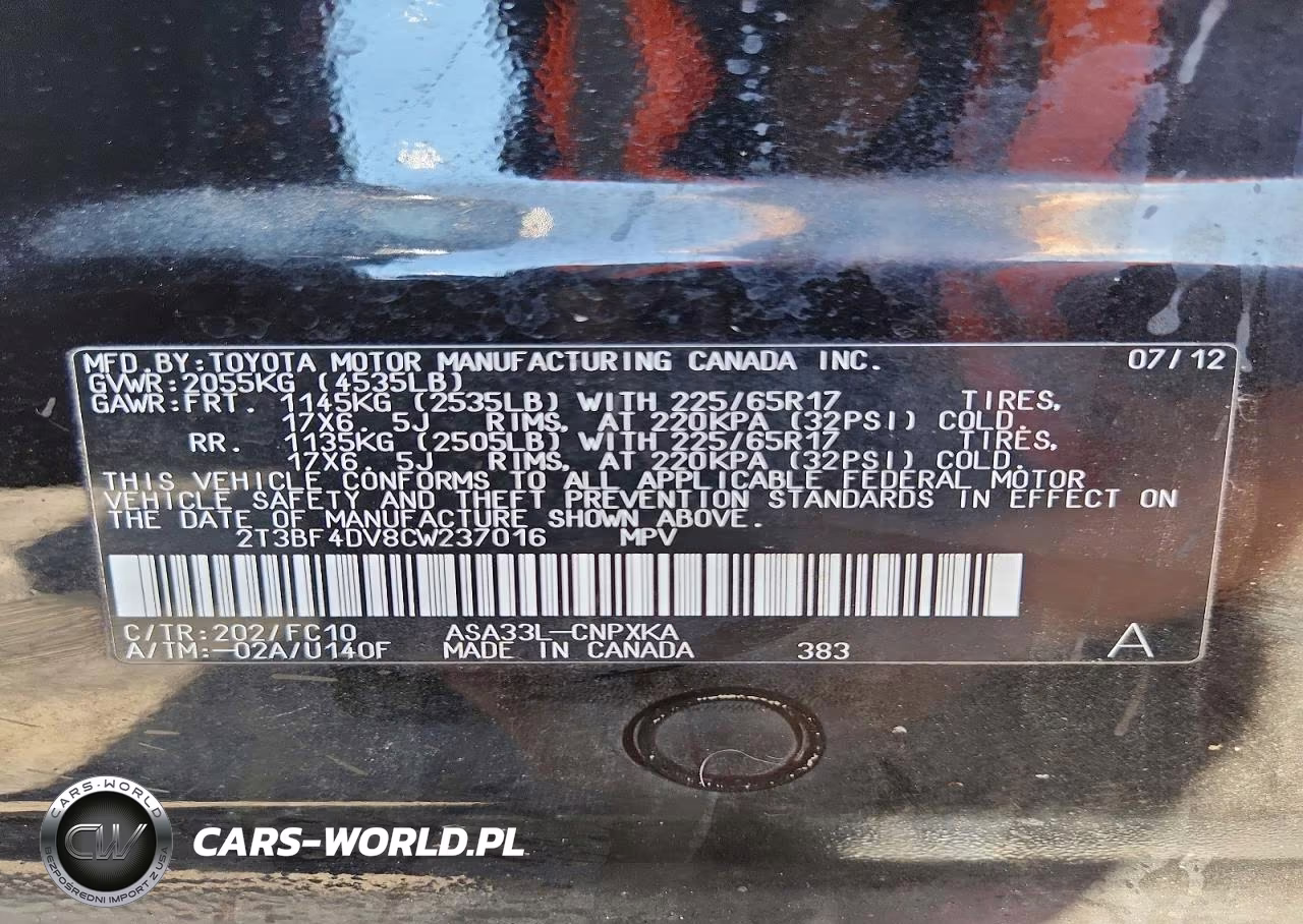 2012 Toyota Rav4 Base VIN:2T3BF4DV8CW237016 - 13