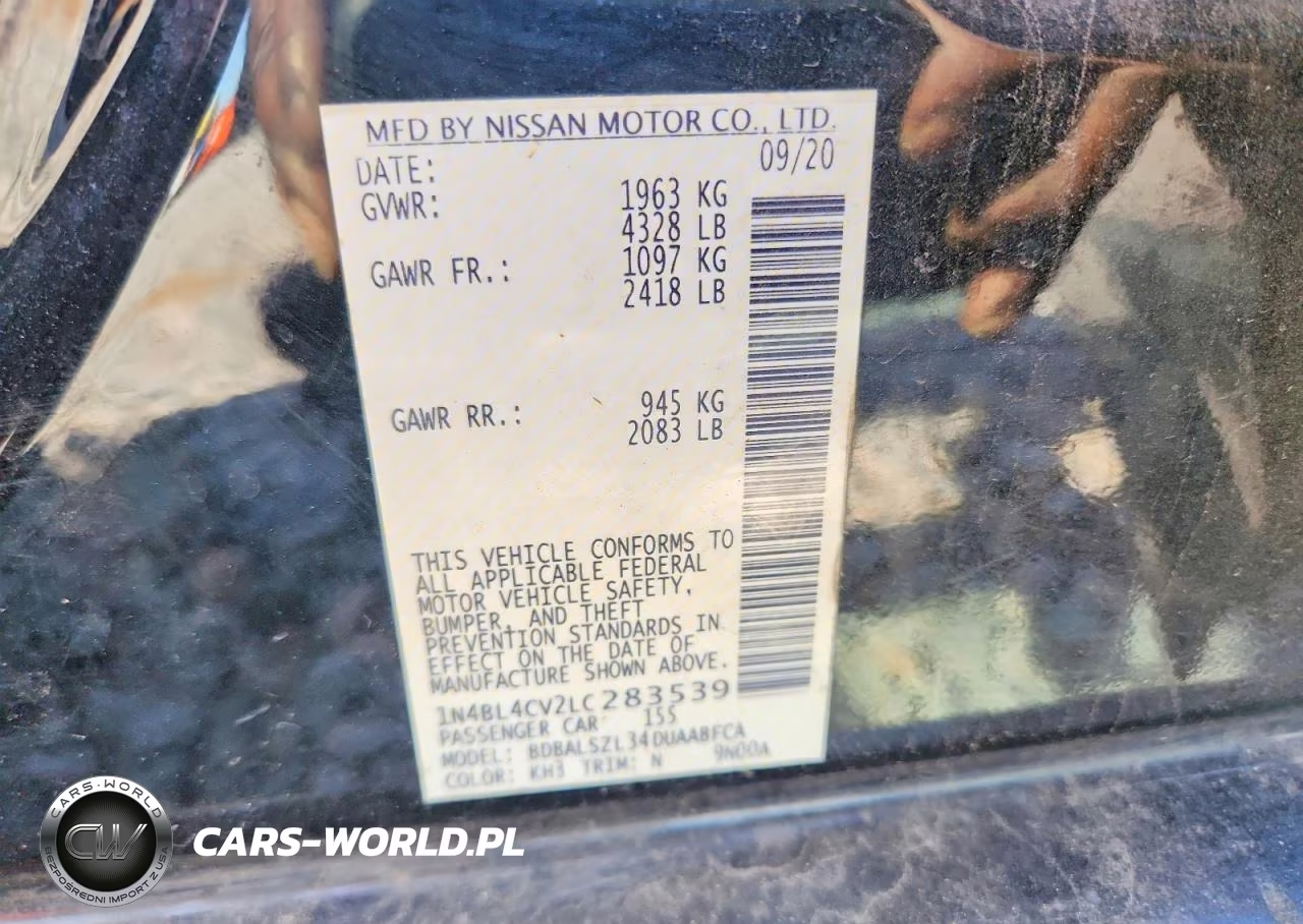 2020 Nissan Altima Sr VIN:1N4BL4CV2LC283539 - 12