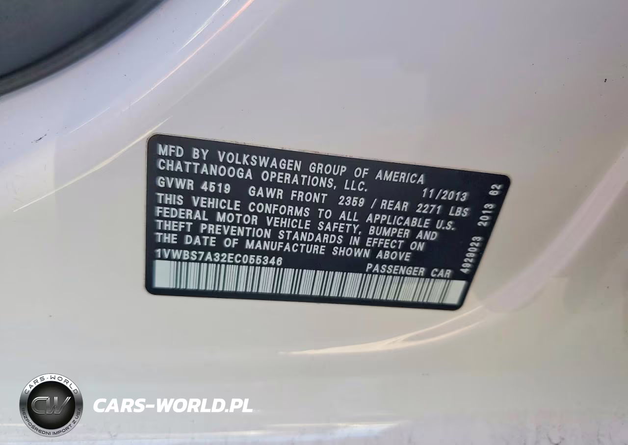 2014 Volkswagen Passat Se VIN:1VWBS7A32EC055346 - 12