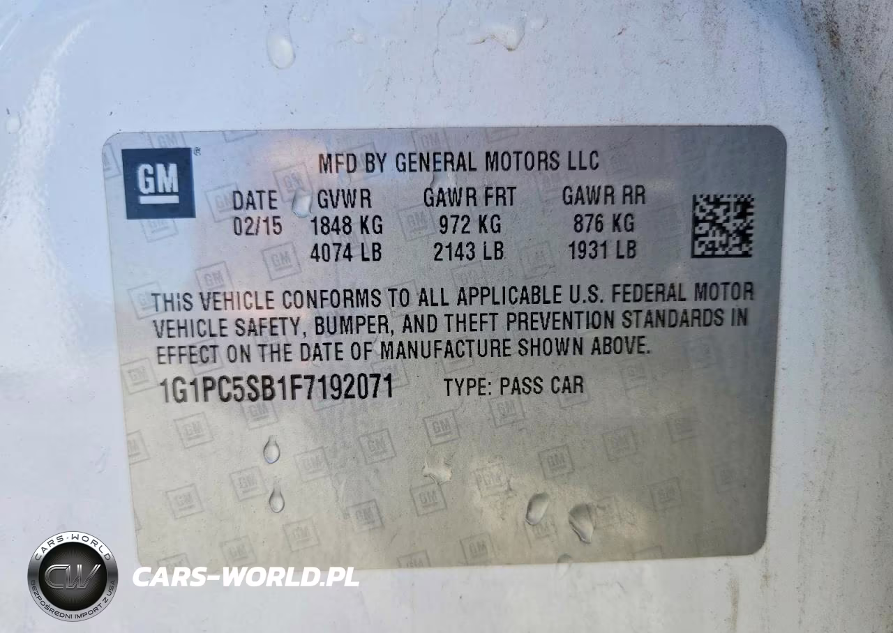 2015 Chevrolet Cruze Lt VIN:1G1PC5SB1F7192071 - 13