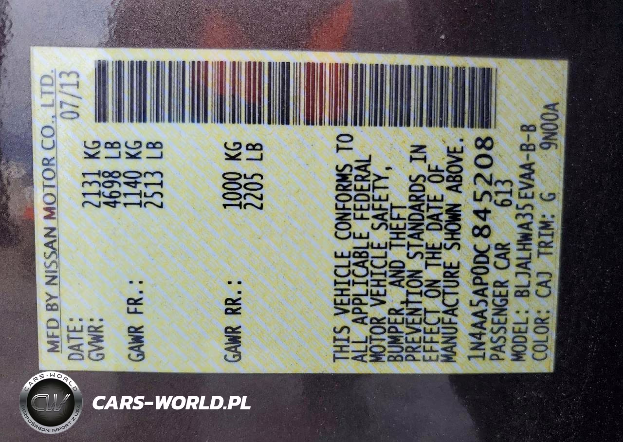 2013 Nissan Maxima 3.5 S VIN:1N4AA5AP0DC845208 - 12