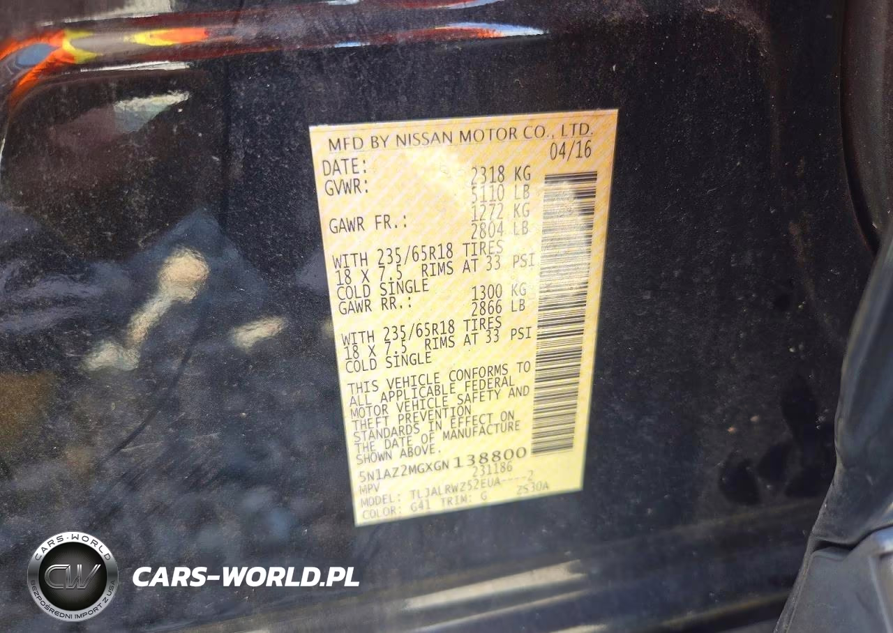 2016 Nissan Murano Sl VIN:5N1AZ2MGXGN138800 - 13