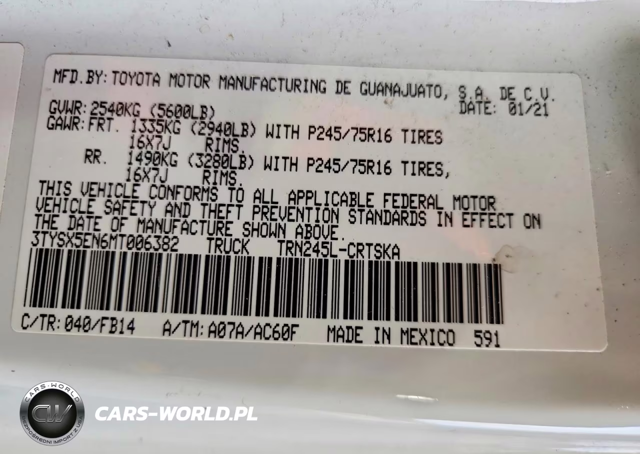 2021 Toyota Tacoma Sr VIN:3TYSX5EN6MT006382 - 12