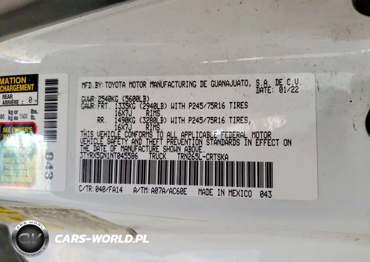 2022 Toyota Tacoma Sr VIN:3TYRX5GN1NT045586 - 12