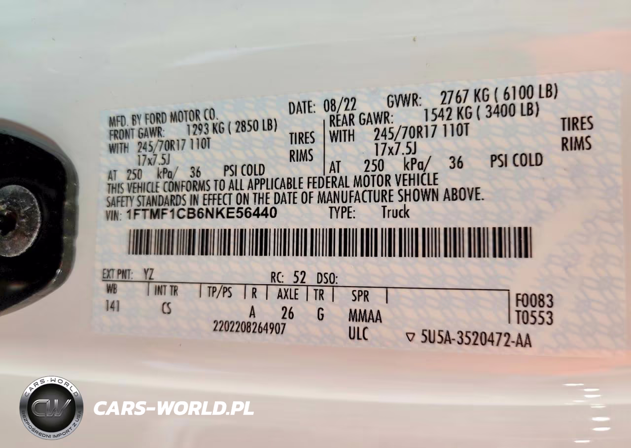 2022 Ford F150 VIN:1FTMF1CB6NKE56440 - 12