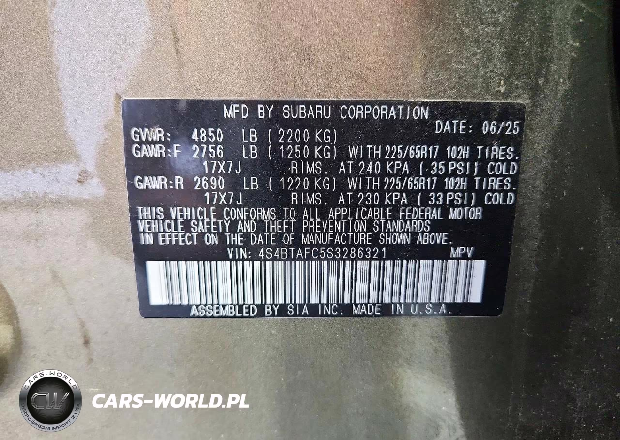2025 Subaru Outback Premium VIN:4S4BTAFC5S3286321 - 13