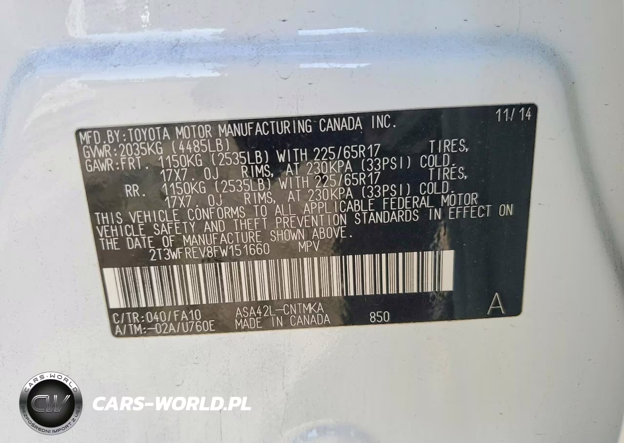 2015 Toyota Rav4 Xle VIN:2T3WFREV8FW151660 - 14