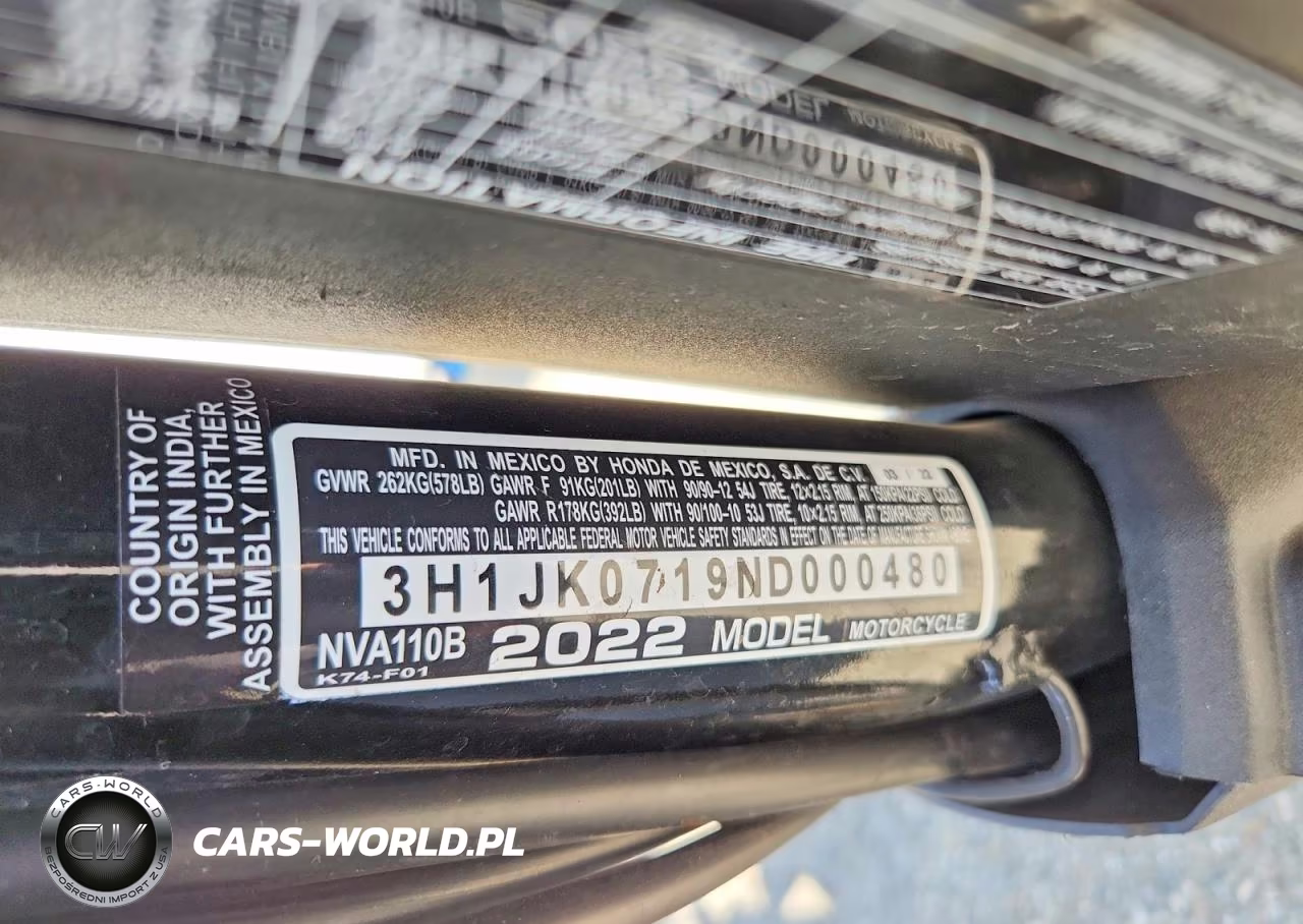 2022 Honda Nva110 B VIN:3H1JK0719ND000480 - 9